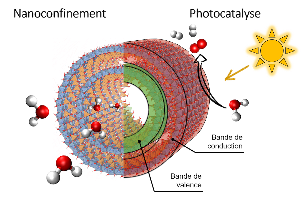 Schéma de la photocatalyse par nanotube de carbone - © Erwan Paineau - LPS